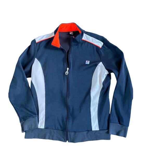 Fila Sport Womens Full Zip Athletic Track Jacket Blue White Orange Size XL - Picture 1 of 9